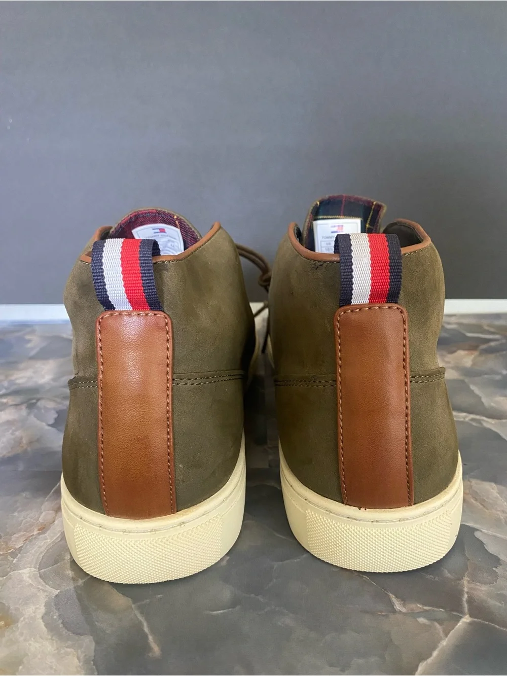 Tommy Hilfiger Olive Green Suede Chukka Boots with Cream Sole
